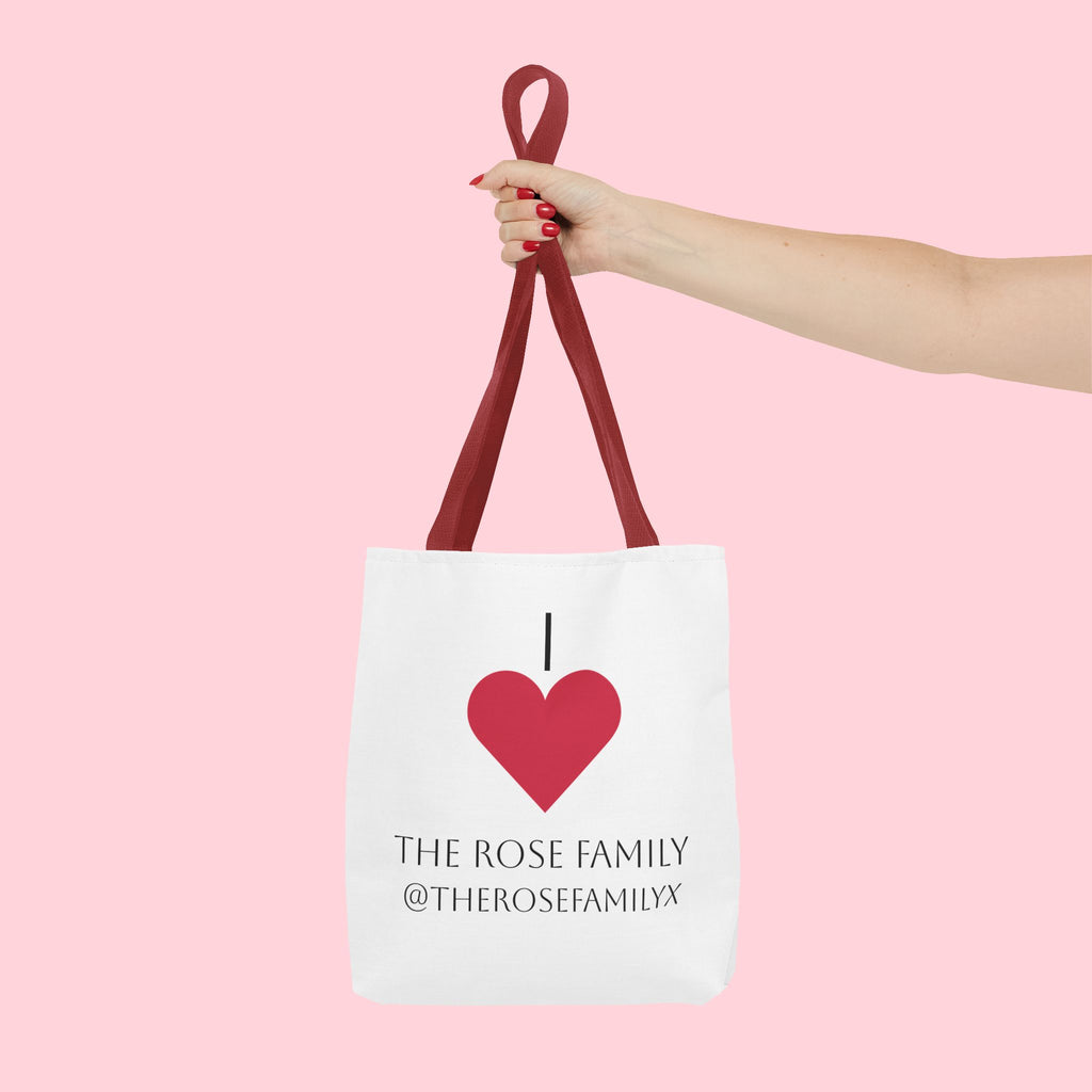 I Heart The Rose Family Tote Bag — Personalized Family Name Canvas Tote