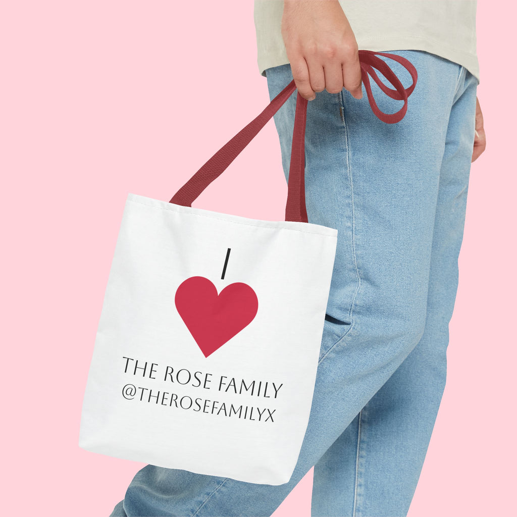 I Heart The Rose Family Tote Bag — Personalized Family Name Canvas Tote