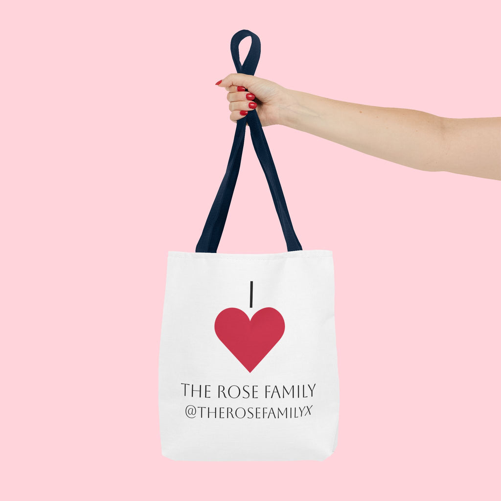 I Heart The Rose Family Tote Bag — Personalized Family Name Canvas Tote