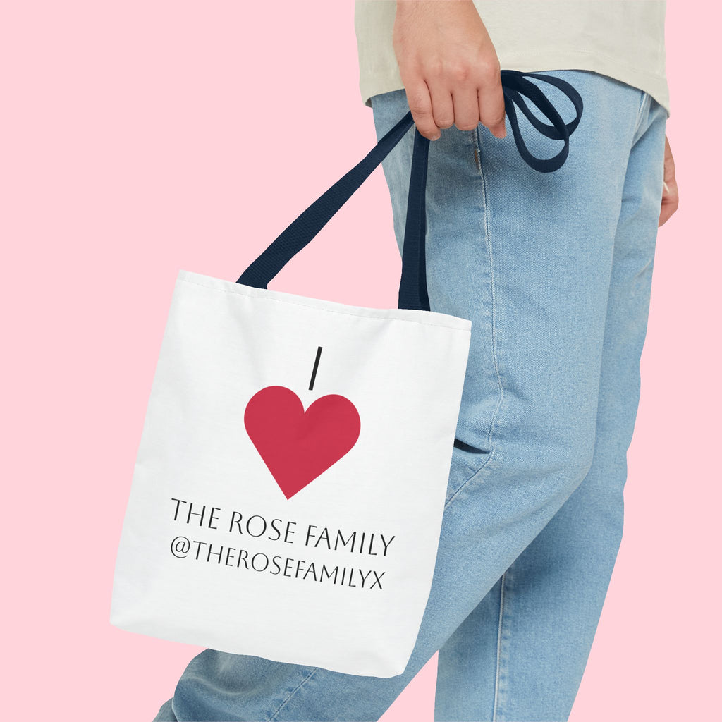 I Heart The Rose Family Tote Bag — Personalized Family Name Canvas Tote