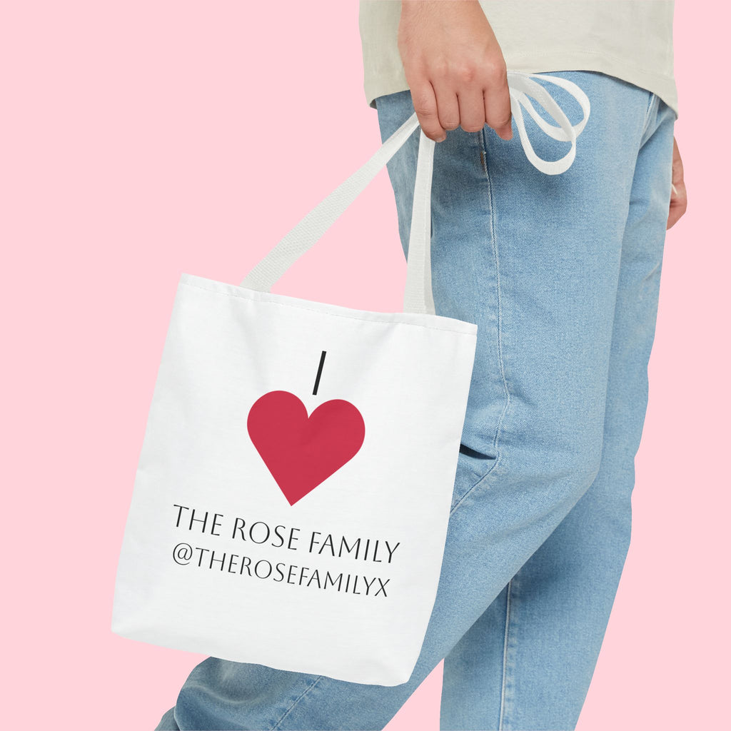 I Heart The Rose Family Tote Bag — Personalized Family Name Canvas Tote