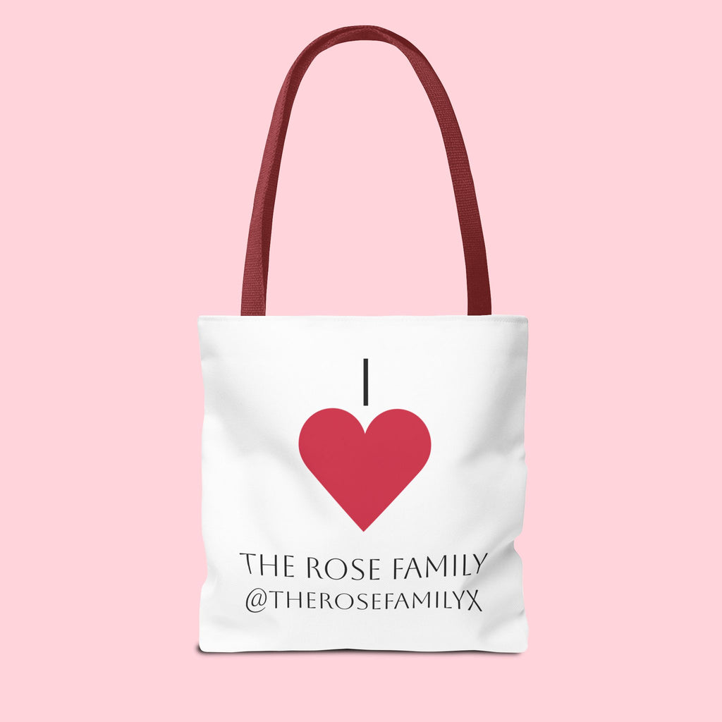 I Heart The Rose Family Tote Bag — Personalized Family Name Canvas Tote