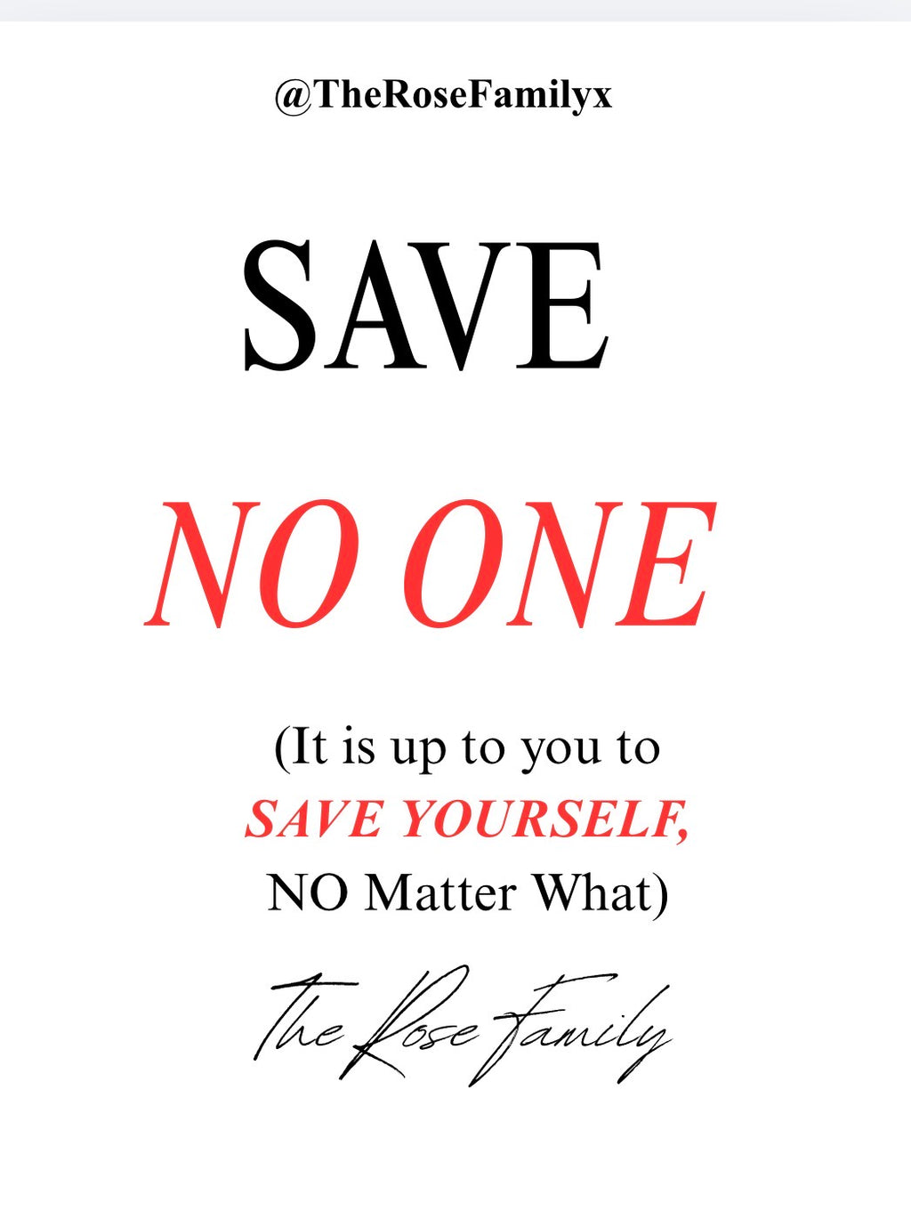 SAVE NO ONE
