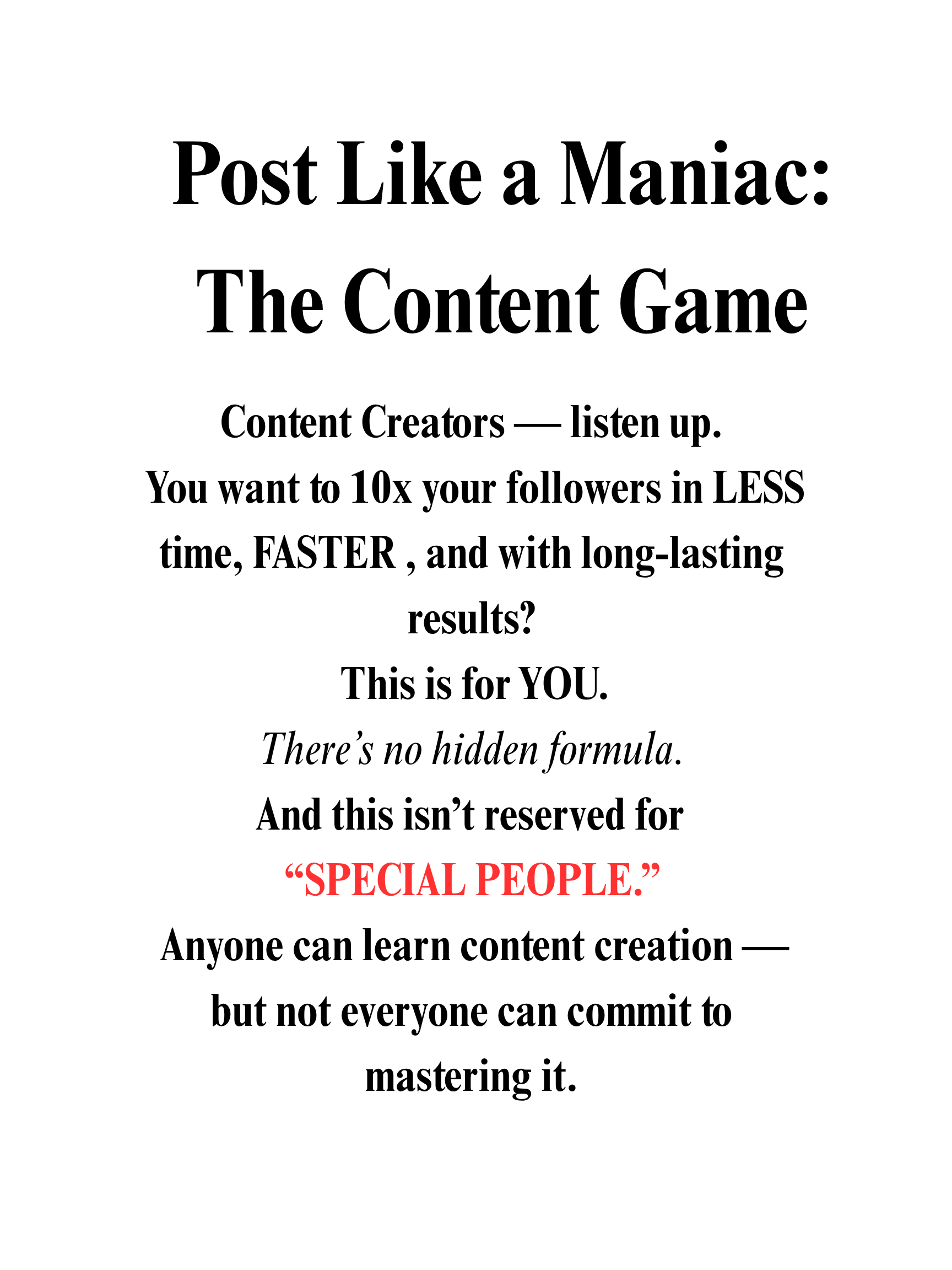 Post Like a Maniac : The Content GAME